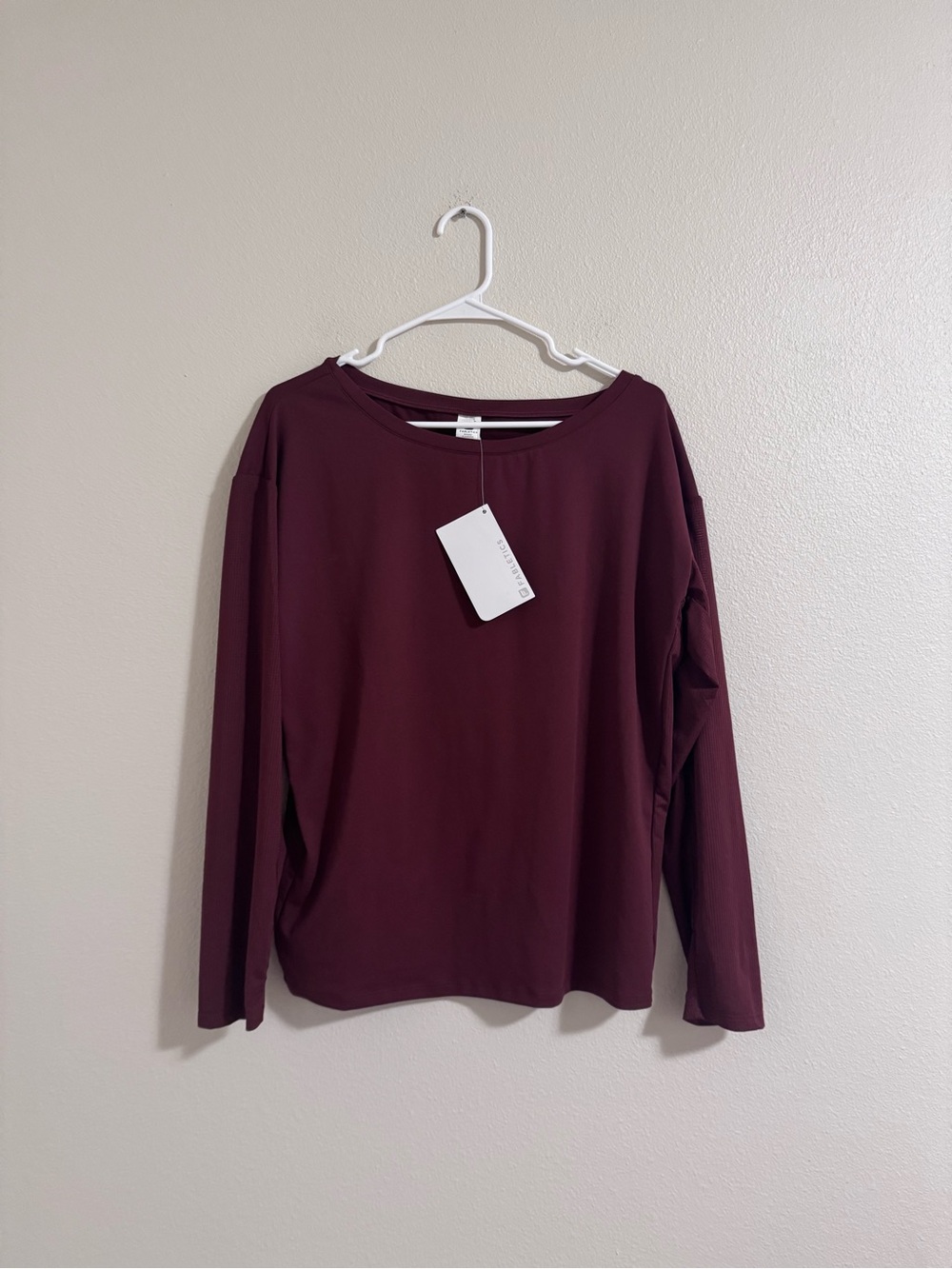 NWT Fabletics Long Sleeve Crewneck Top - Burgundy